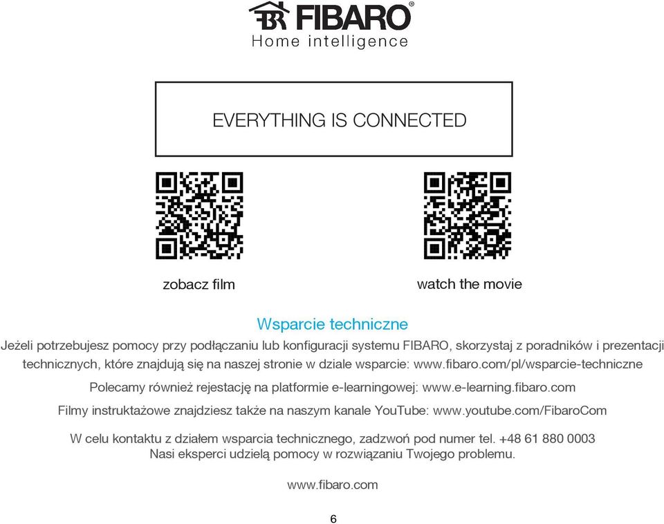 com/pl/wsparcie-techniczne Polecamy równie rejestacjê na platformie e-learningowej: www.e-learning.fibaro.