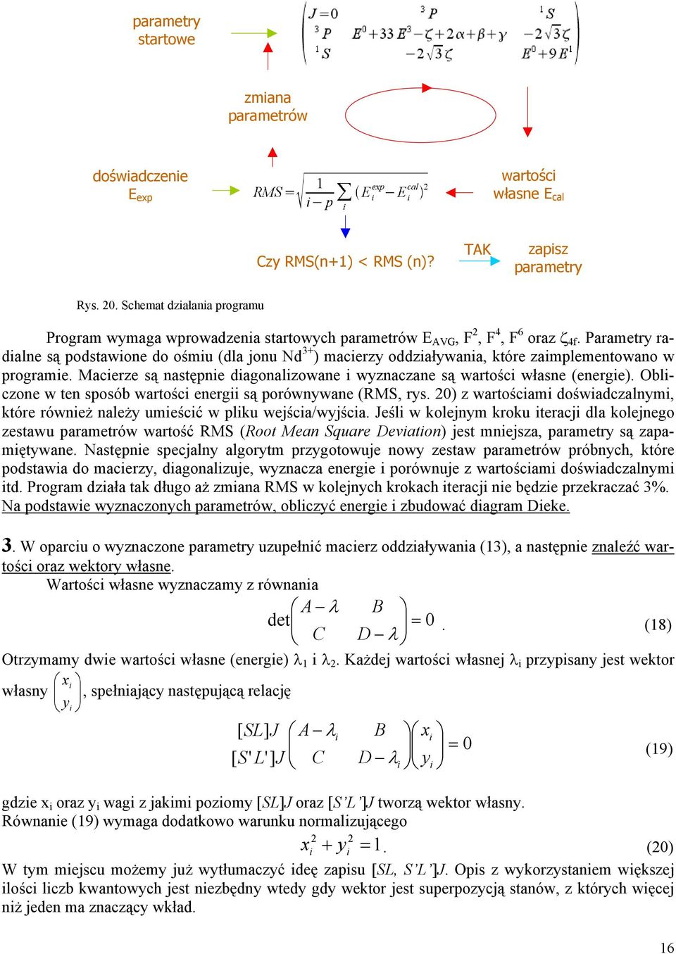 Parametry radialne są podstawione do ośmiu (dla jonu Nd 3+ ) macierzy oddziaływania, które zaimplementowano w programie.