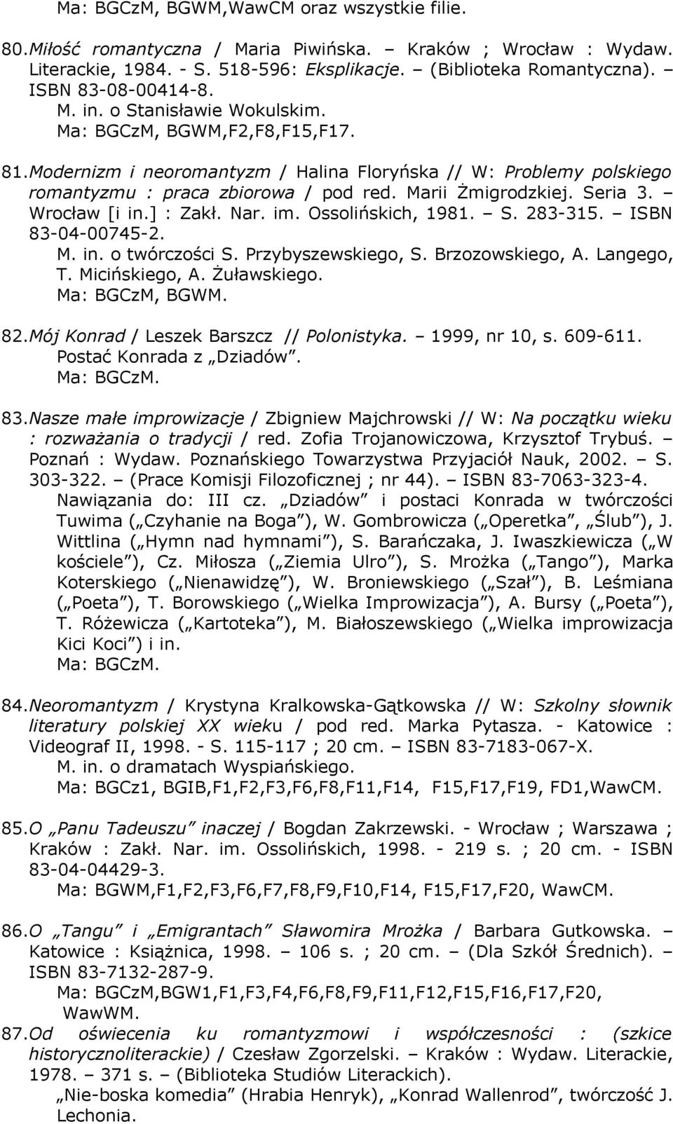 Seria 3. Wrocław [i in.] : Zakł. Nar. im. Ossolińskich, 1981. S. 283-315. ISBN 83-04-00745-2. M. in. o twórczości S. Przybyszewskiego, S. Brzozowskiego, A. Langego, T. Micińskiego, A. Żuławskiego.