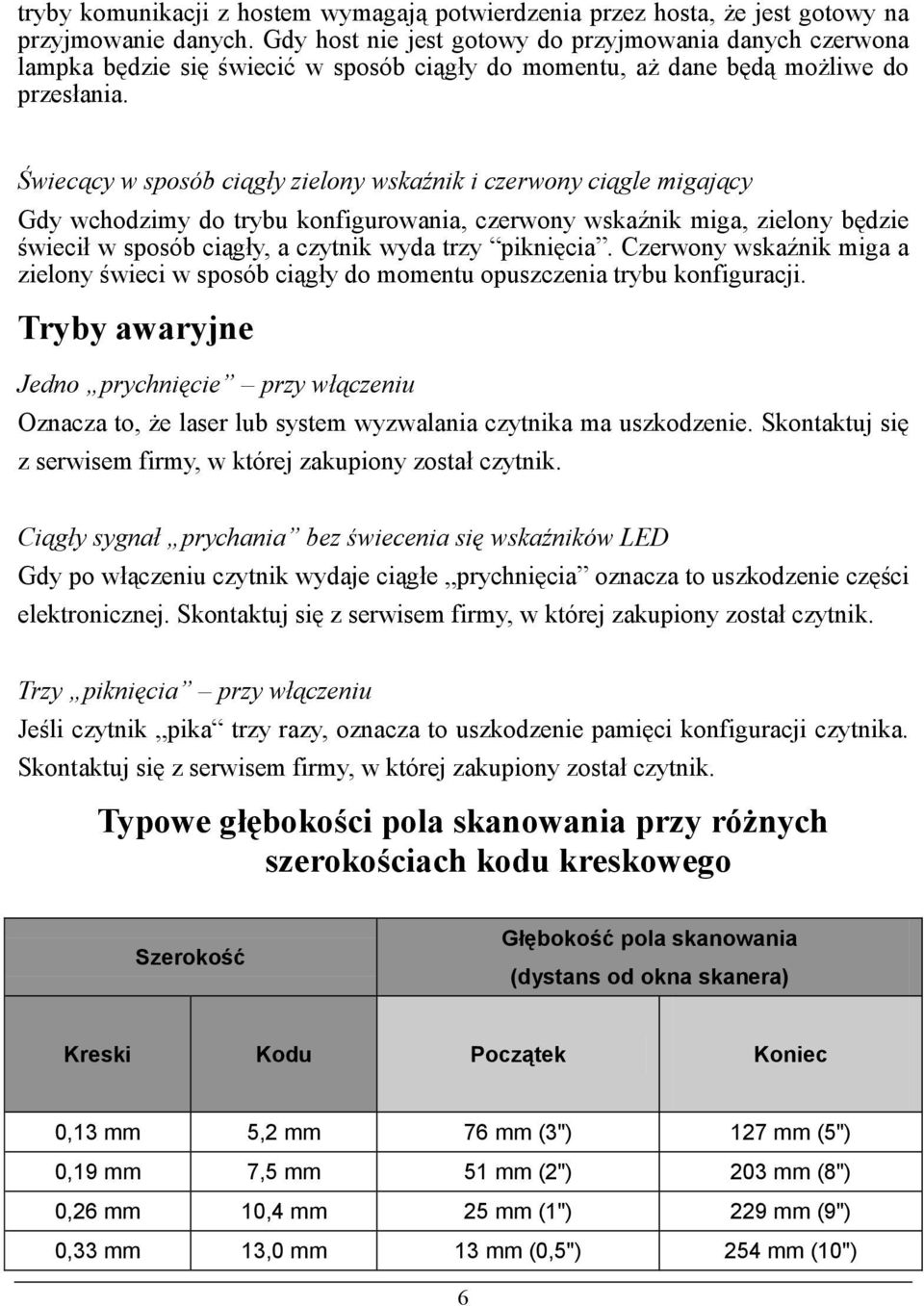 Świecący w sposób ciągły zielony wskaźnik i czerwony ciągle migający Gdy wchodzimy do trybu konfigurowania, czerwony wskaźnik miga, zielony będzie świecił w sposób ciągły, a czytnik wyda trzy