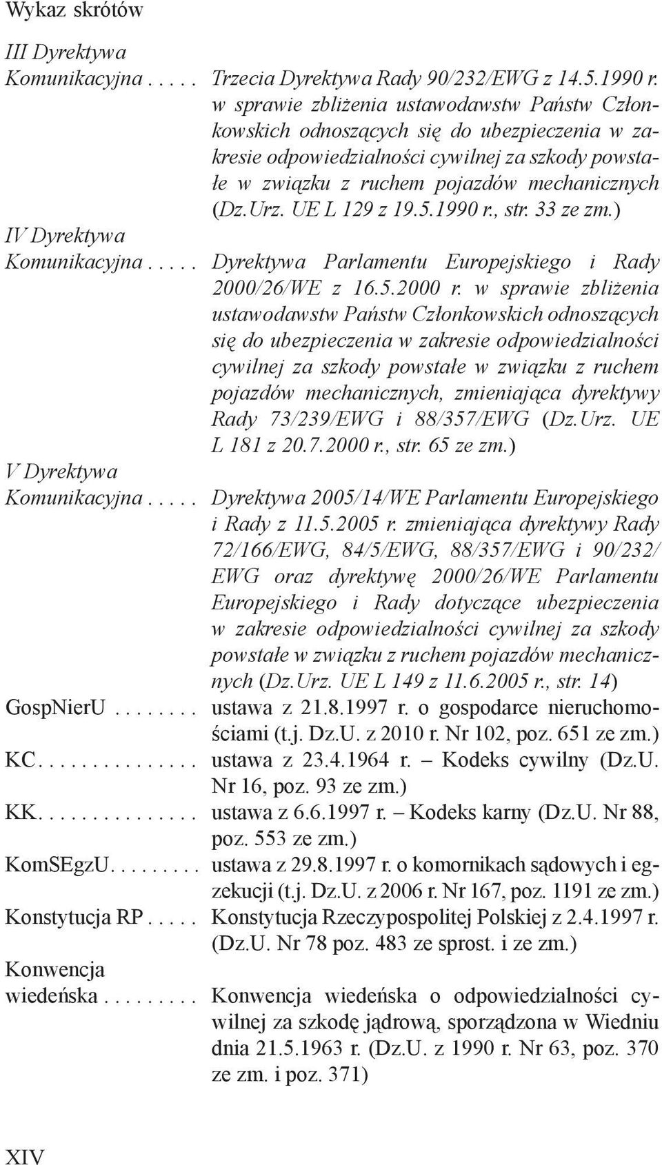 UE L 129 z 19.5.1990 r., str. 33 ze zm.) IV Dyrektywa Komunikacyjna..... Dyrektywa Parlamentu Europejskiego i Rady 2000/26/WE z 16.5.2000 r.