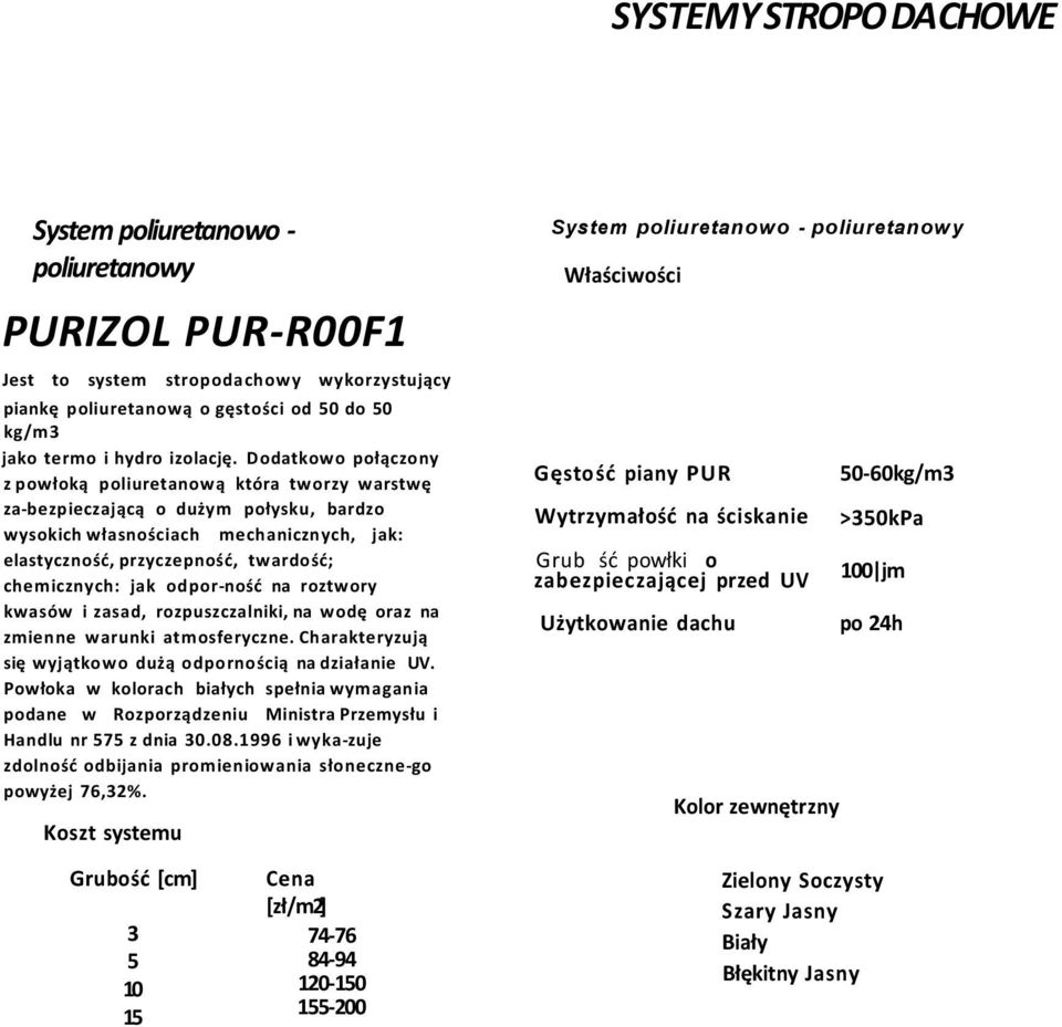 jak odpor-ność na roztwory kwasów i zasad, rozpuszczalniki, na wodę oraz na zmienne warunki atmosferyczne. Charakteryzują się wyjątkowo dużą odpornością na działanie UV.