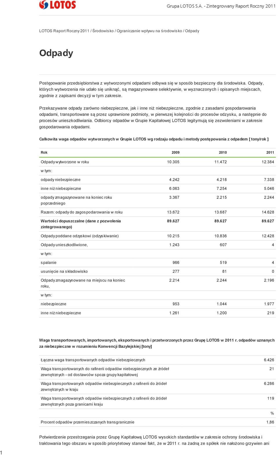 bezpieczny dla środowiska. Odpady, których wytworzenia nie udało się uniknąć, są magazynowane selektywnie, w wyznaczonych i opisanych miejscach, zgodnie z zapisami decyzji w tym zakresie.