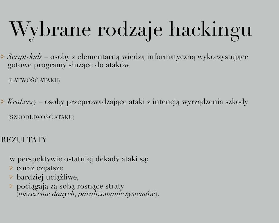 wyrządzenia szkody (SZKODLIWOŚĆ ATAKU) REZULTATY w perspektywie ostatniej dekady ataki są: coraz