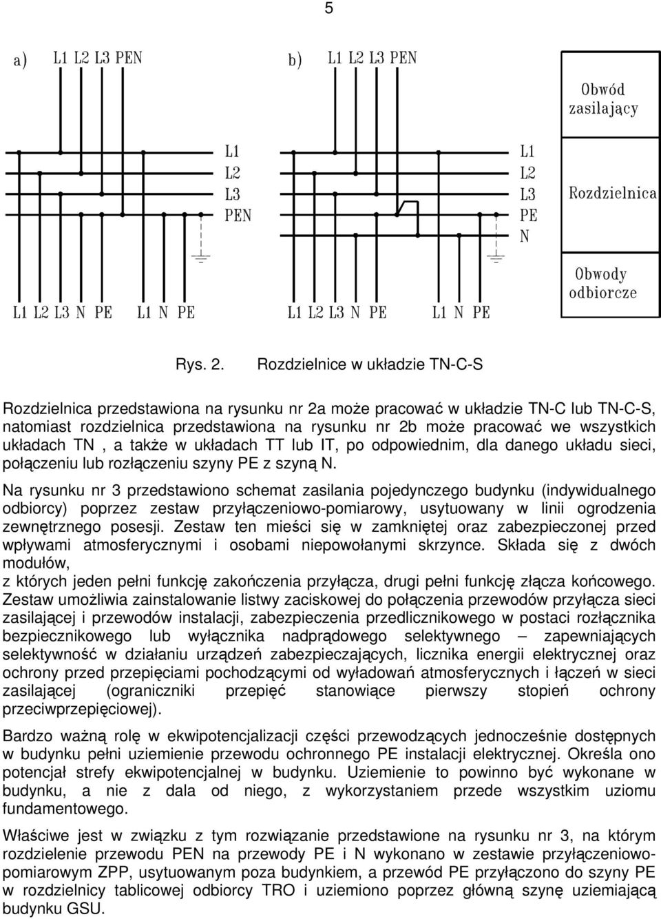 układach TN, a także w układach TT lub IT, po odpowiednim, dla danego układu sieci, połączeniu lub rozłączeniu szyny PE z szyną N.