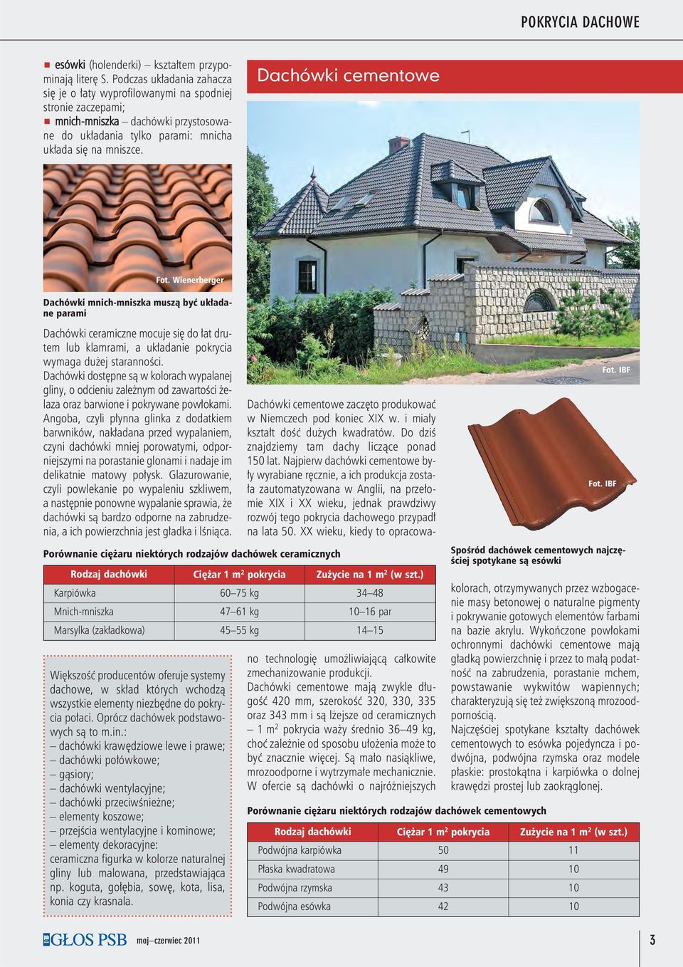 Dachówki cementowe Fot. Wienerberger Dachówki mnich-mniszka muszą być układane parami Dachówki ceramiczne mocuje się do łat drutem lub klamrami, a układanie pokrycia wymaga dużej staranności.