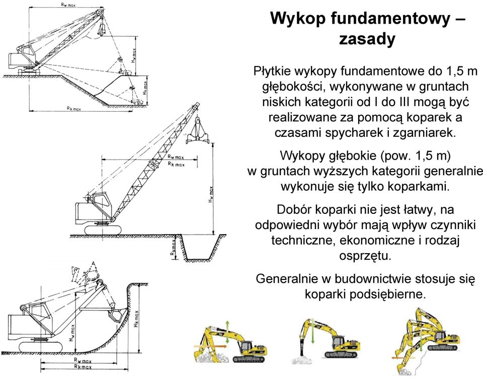 1,5 m) w gruntach wyższych kategorii generalnie wykonuje się tylko koparkami.