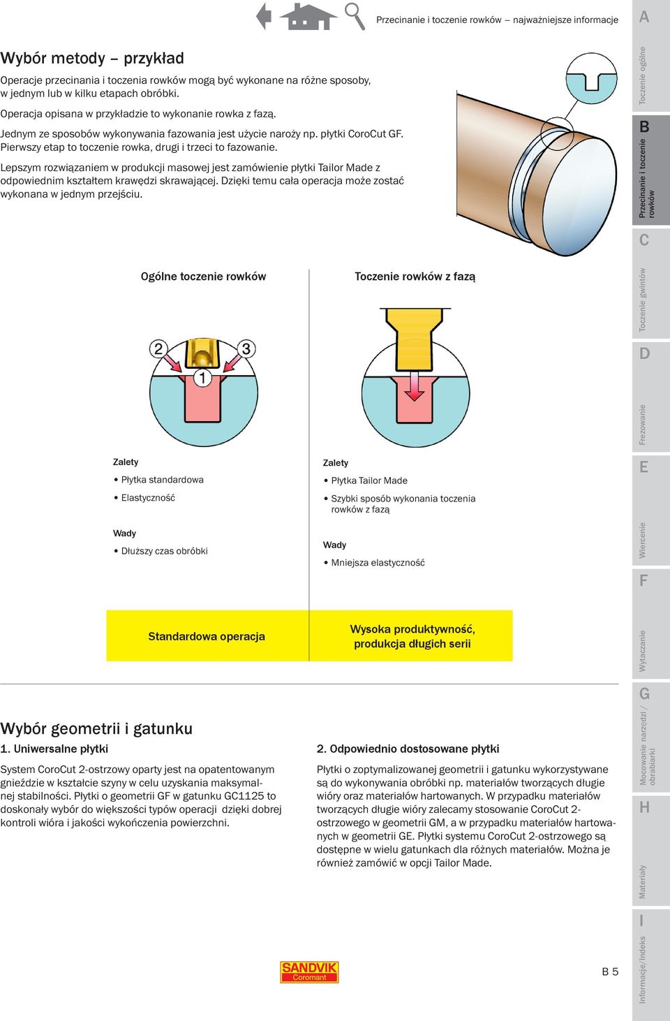 Lepszym rozwiązaniem w produkcji masowej jest zamówienie płytki Tailor Made z odpowiednim kształtem krawędzi skrawającej. zięki temu cała operacja może zostać wykonana w jednym przejściu.