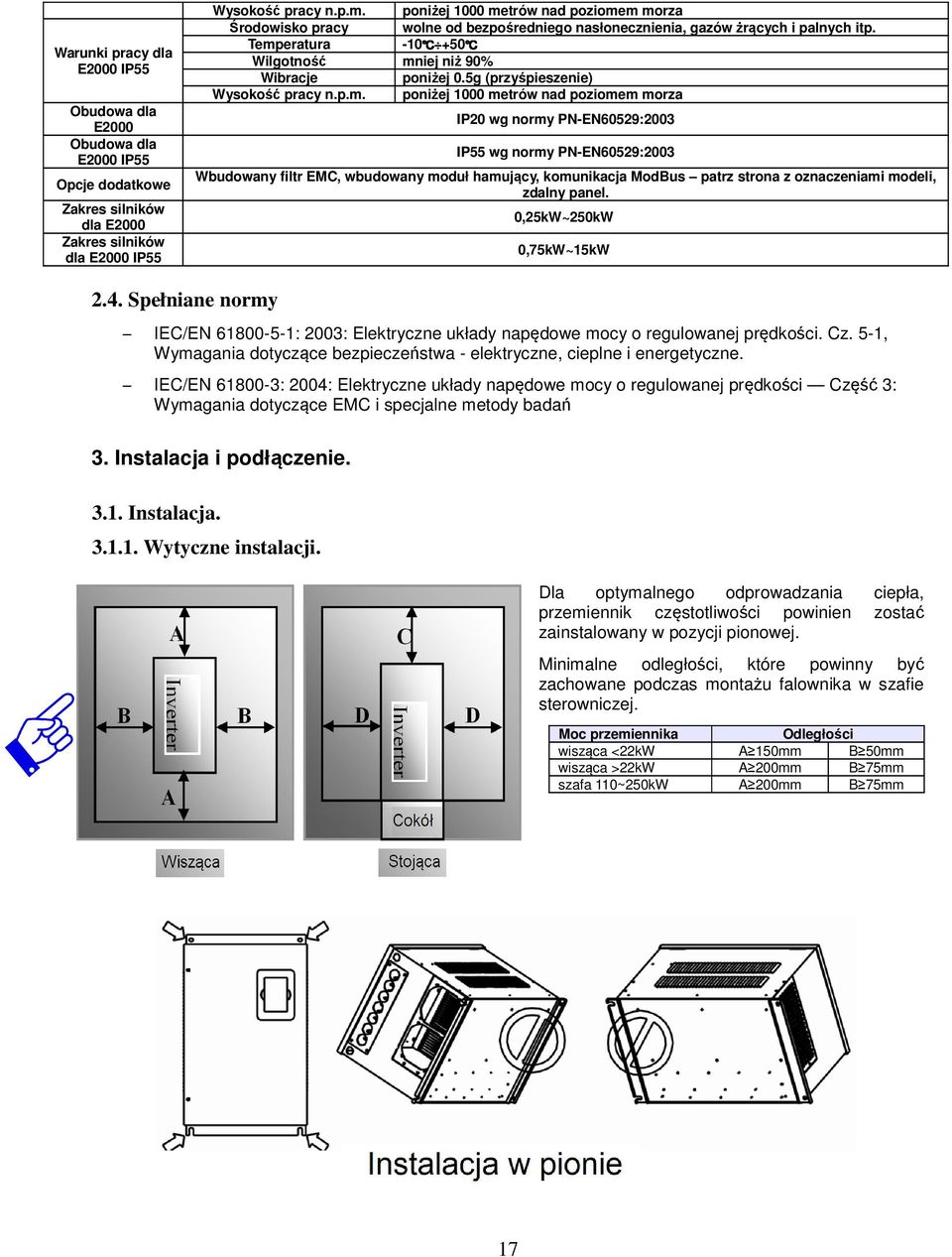 5g (przyśpieszenie) Wysokość pracy n.p.m.