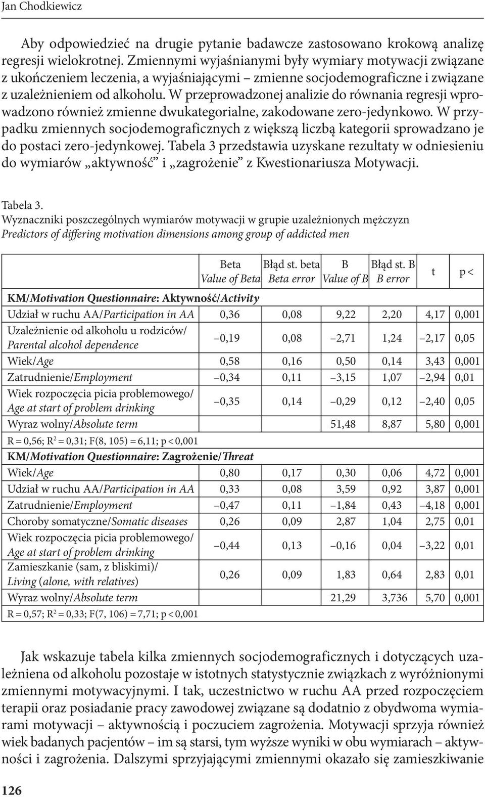 W przeprowadzonej analizie do równania regresji wprowadzono również zmienne dwukategorialne, zakodowane zero-jedynkowo.