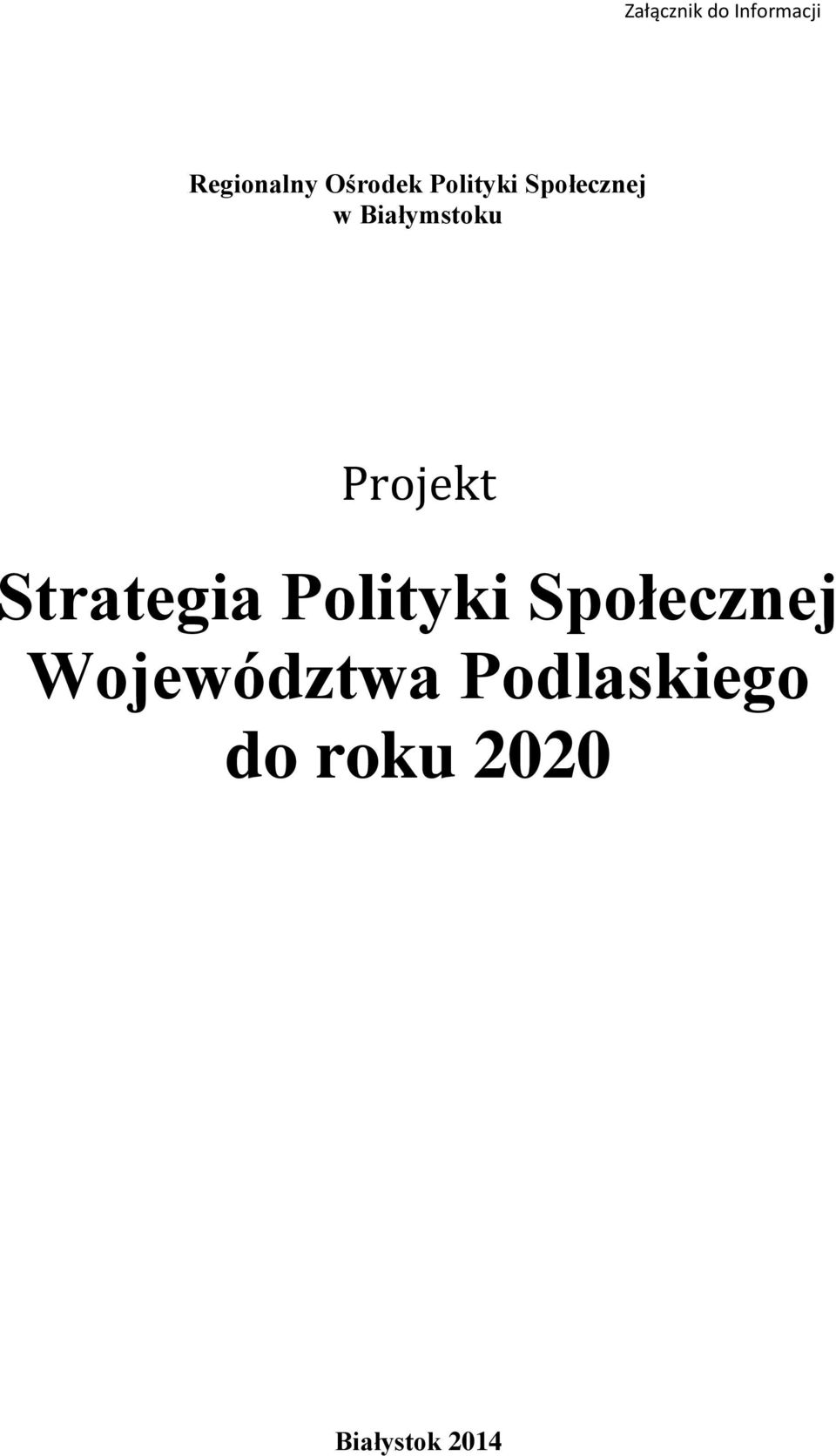 Projekt Strategia Polityki Społecznej