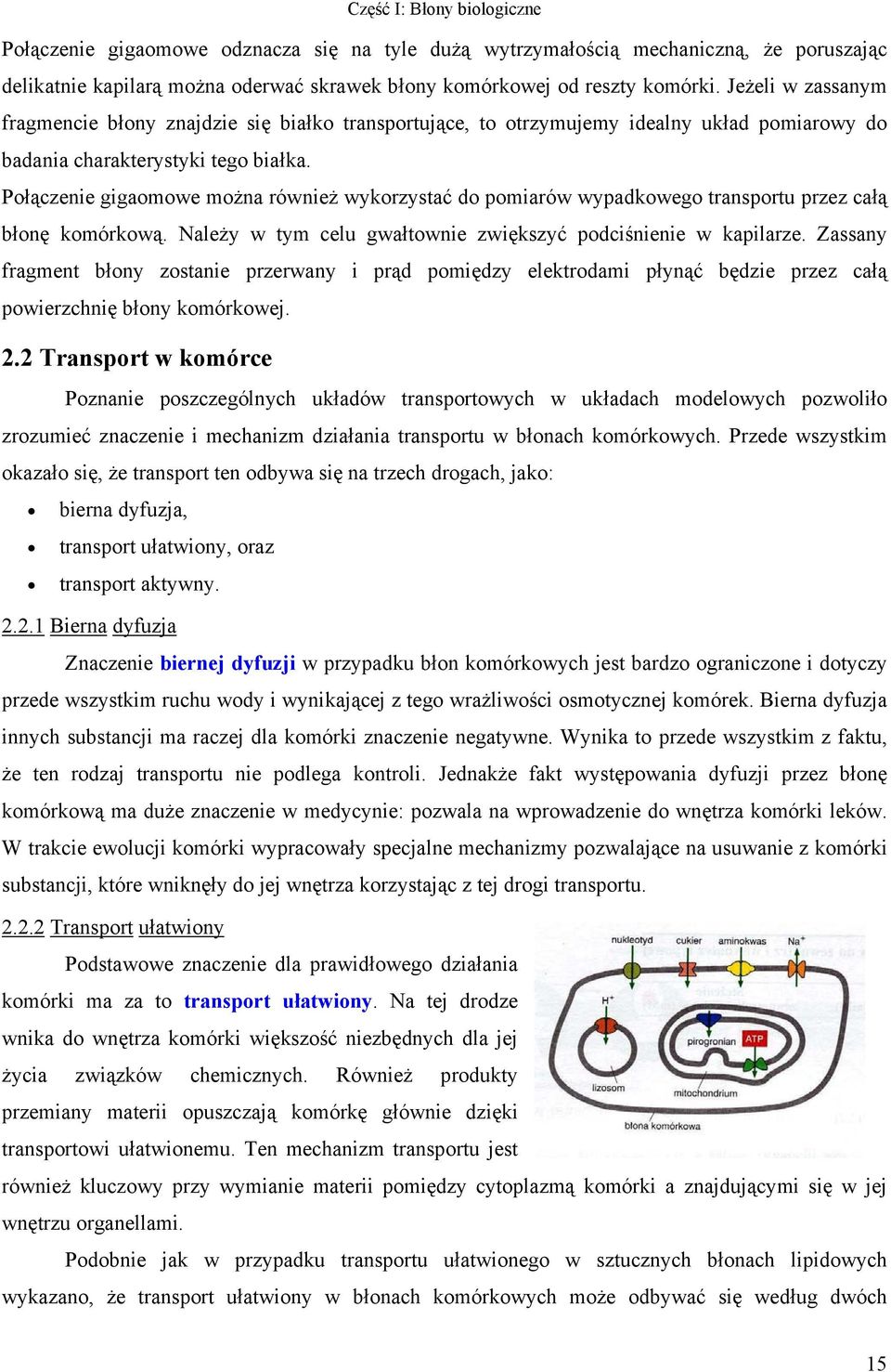 Połączenie gigaomowe można również wykorzystać do pomiarów wypadkowego transportu przez całą błonę komórkową. Należy w tym celu gwałtownie zwiększyć podciśnienie w kapilarze.