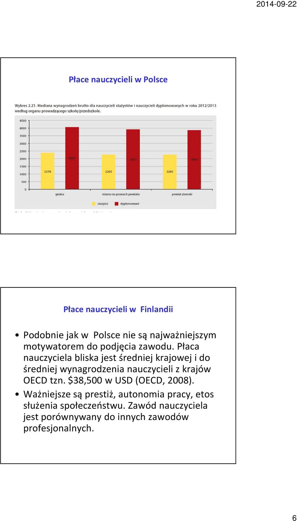 Płaca nauczyciela bliska jest średniej krajowej i do średniej wynagrodzenia nauczycieli z krajów OECD