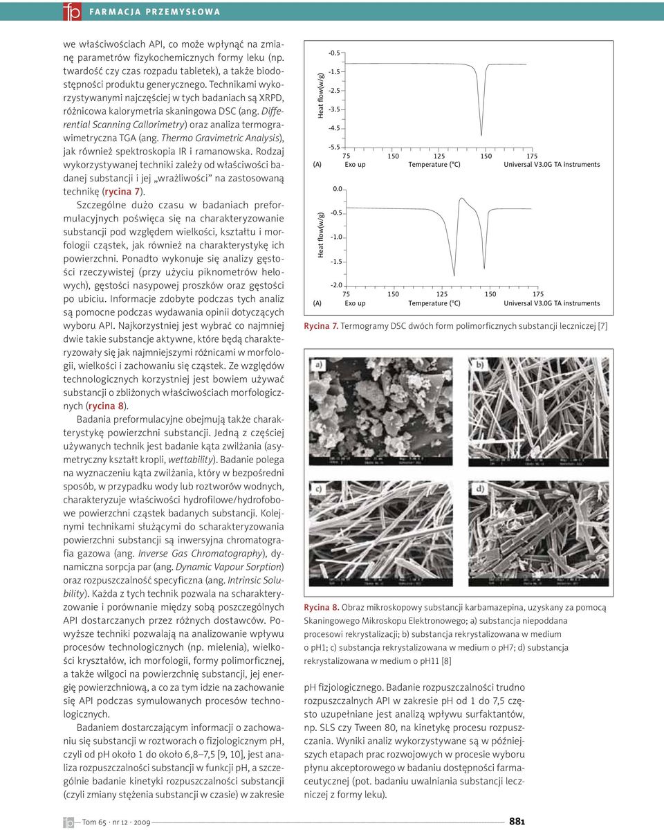 Differential Scanning Callorimetry) oraz analiza termograwimetryczna TGA (ang. Thermo Gravimetric Analysis), jak również spektroskopia IR i ramanowska.