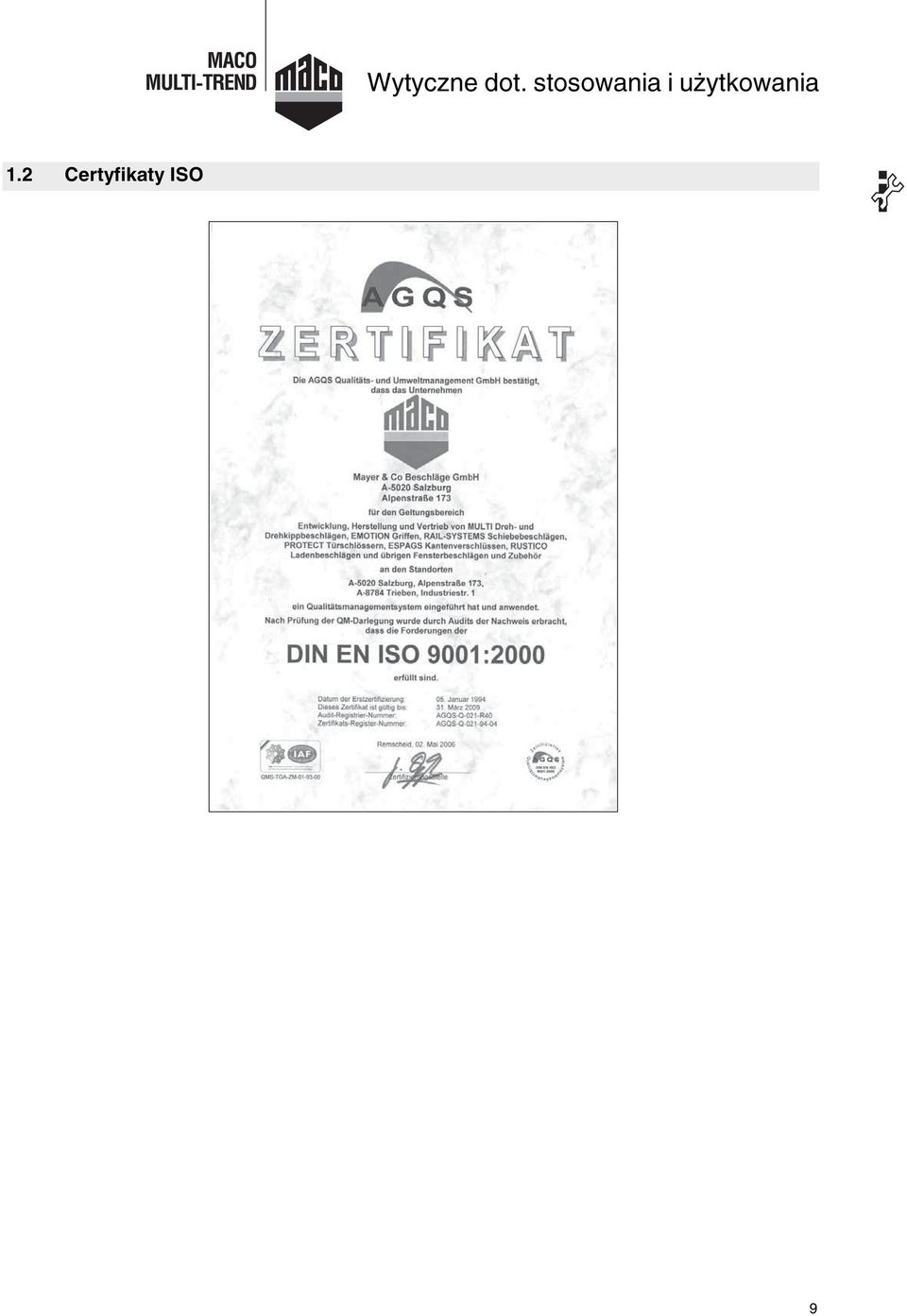 1.2 Certyfikaty ISO 