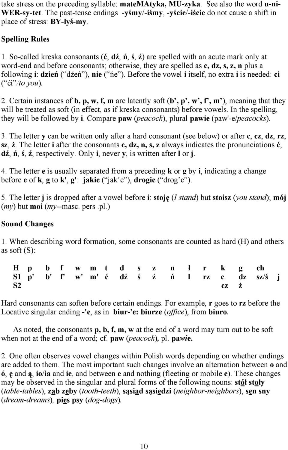 So-called kreska consonants (ć, dź, ń, ś, ź) are spelled with an acute mark only at word-end and before consonants; otherwise, they are spelled as c, dz, s, z, n plus a following i: dzień ( dźeń ),