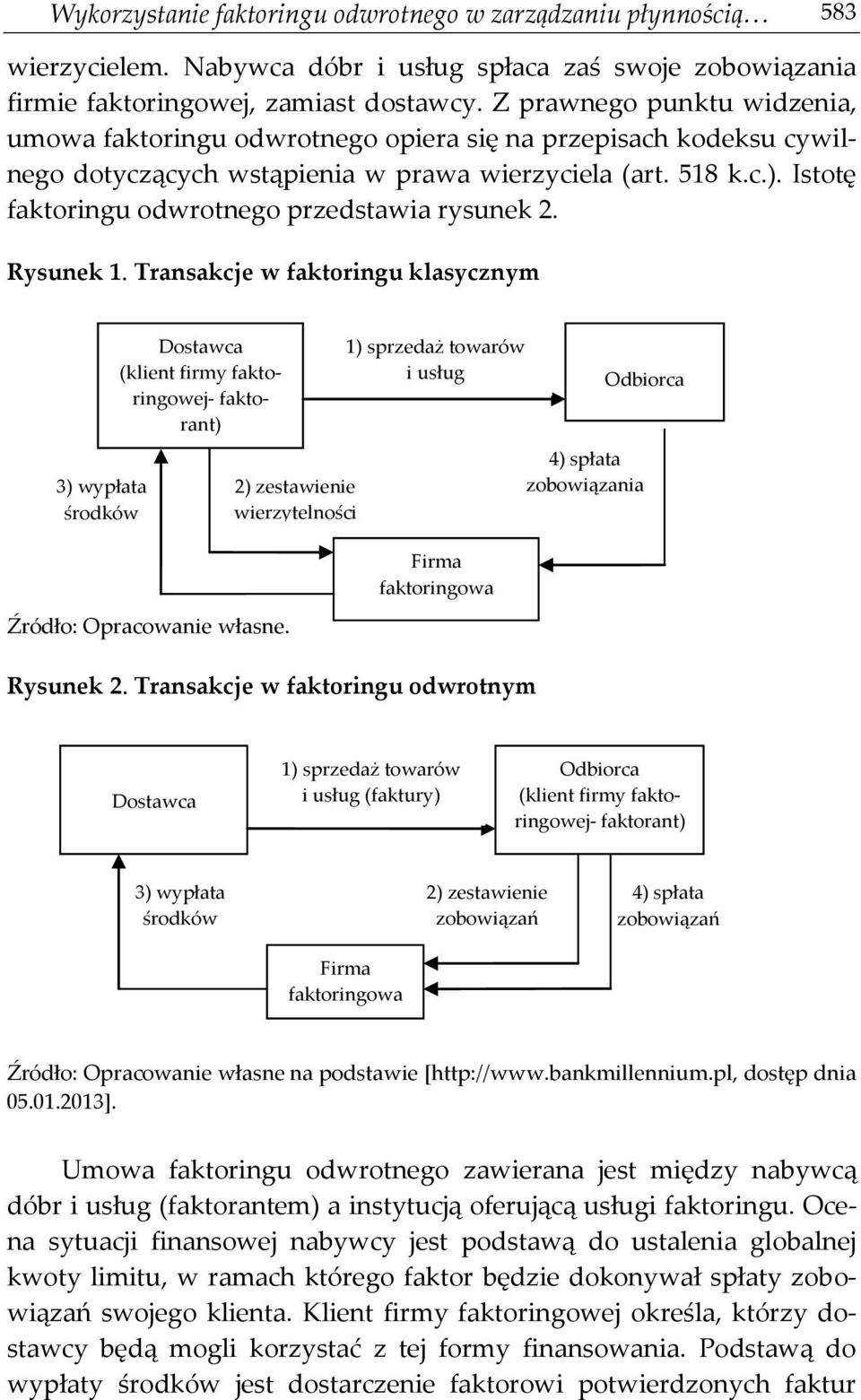 Istotę faktoringu odwrotnego przedstawia rysunek 2. Rysunek 1. Transakcje w faktoringu klasycznym 3) wypłata środków Dostawca (klient firmy faktoringowej- faktorant) Źródło: Opracowanie własne.