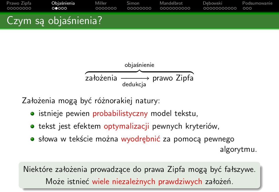 istnieje pewien probabilistyczny model tekstu, tekst jest efektem optymalizacji pewnych