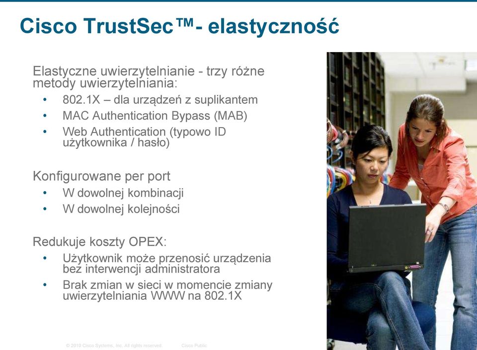 hasło) Konfigurowane per port W dowolnej kombinacji W dowolnej kolejności Redukuje koszty OPEX: Użytkownik