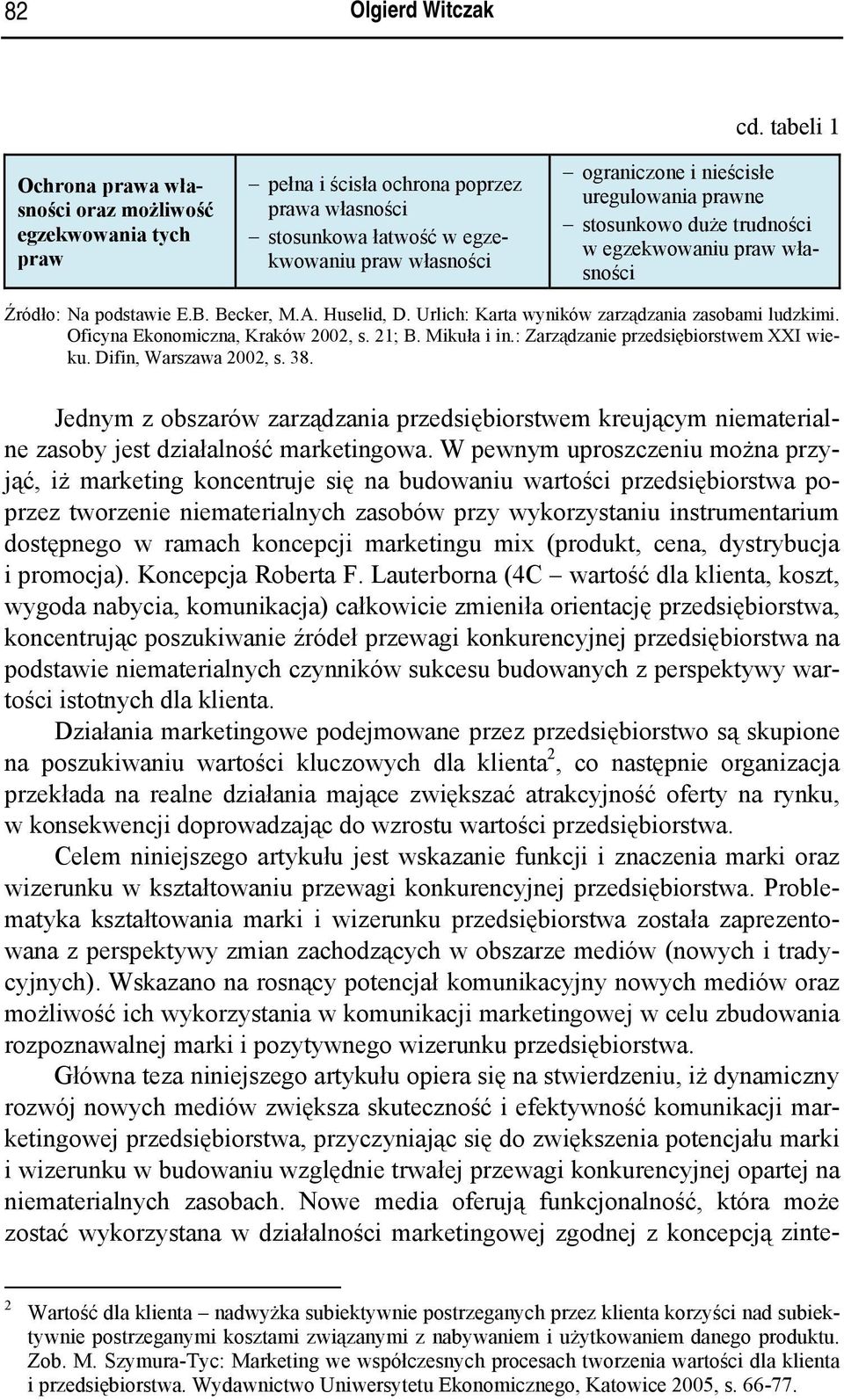 Urlich: Karta wyników zarządzania zasobami ludzkimi. Oficyna Ekonomiczna, Kraków 2002, s. 21; B. Mikuła i in.: Zarządzanie przedsiębiorstwem XXI wieku. Difin, Warszawa 2002, s. 38.