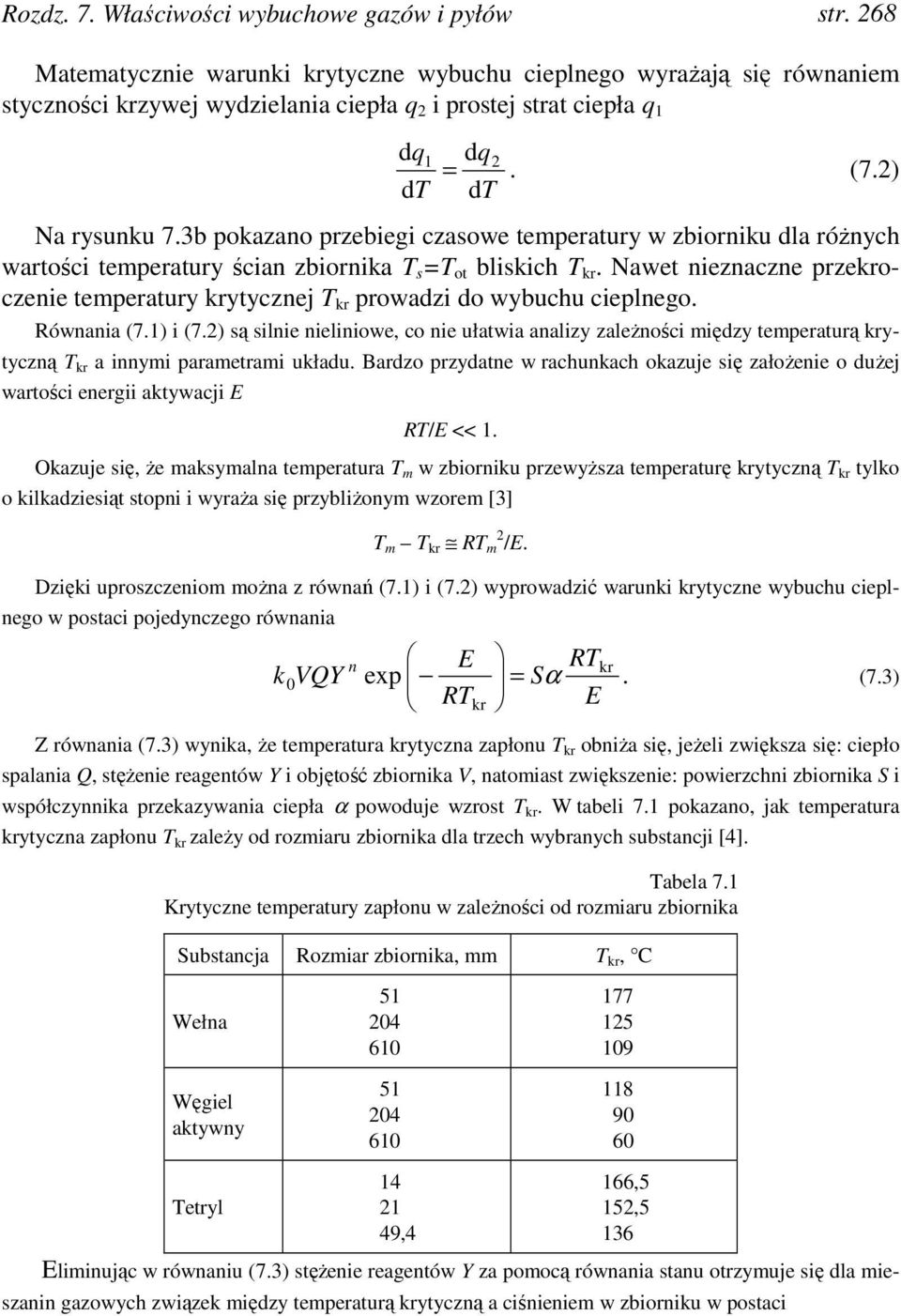 3b pokazano przebiegi czasowe temperatury w zbiorniku dla różnych wartości temperatury ścian zbiornika T s =T ot bliskich T kr.