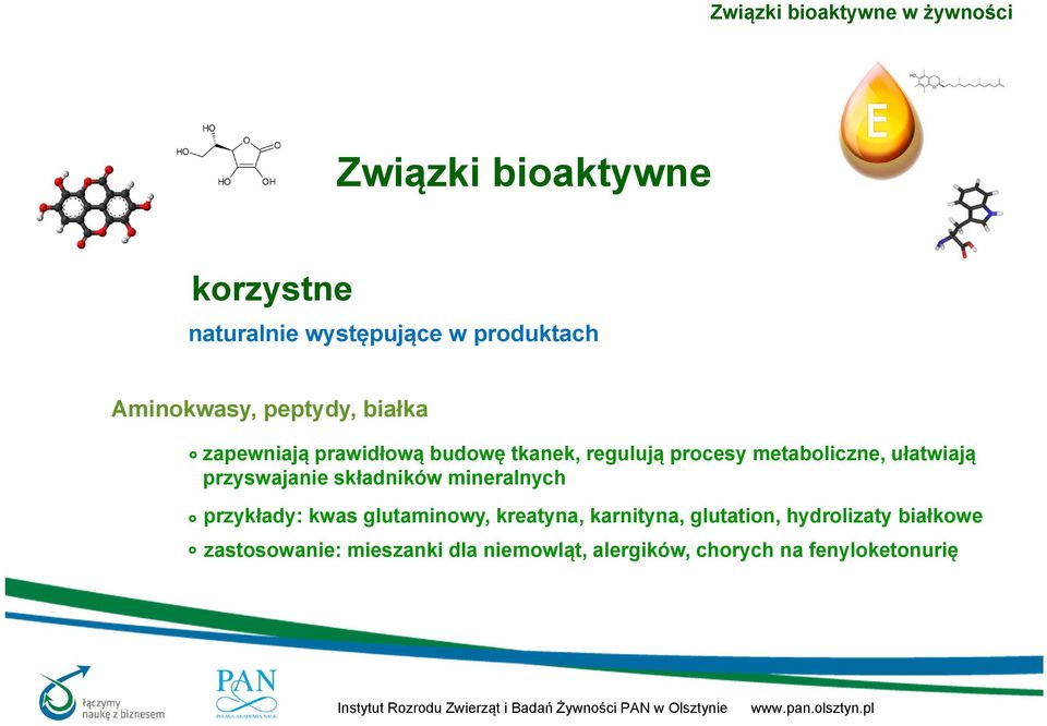 składników mineralnych przykłady: kwas glutaminowy, kreatyna, karnityna, glutation,