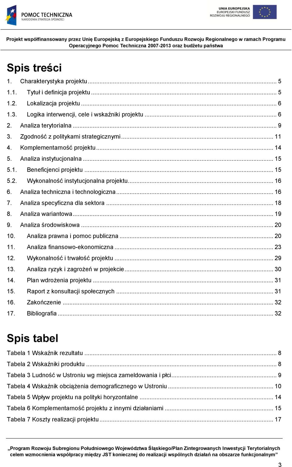 Analiza techniczna i technologiczna... 16 7. Analiza specyficzna dla sektora... 18 8. Analiza wariantowa... 19 9. Analiza środowiskowa... 20 10. Analiza prawna i pomoc publiczna... 20 11.