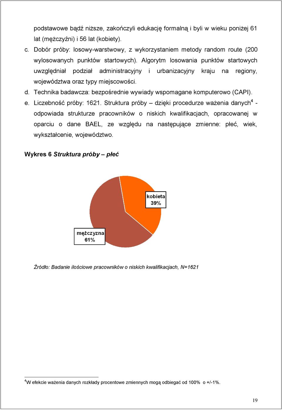 Algorytm losowania punktów startowych uwzględniał podział administracyjny i urbanizacyjny kraju na regiony, województwa oraz typy miejscowości. d.