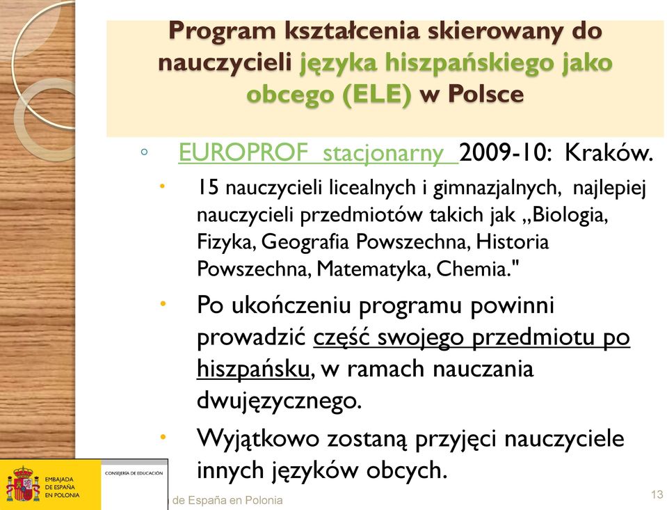 Historia Powszechna, Matematyka, Chemia.