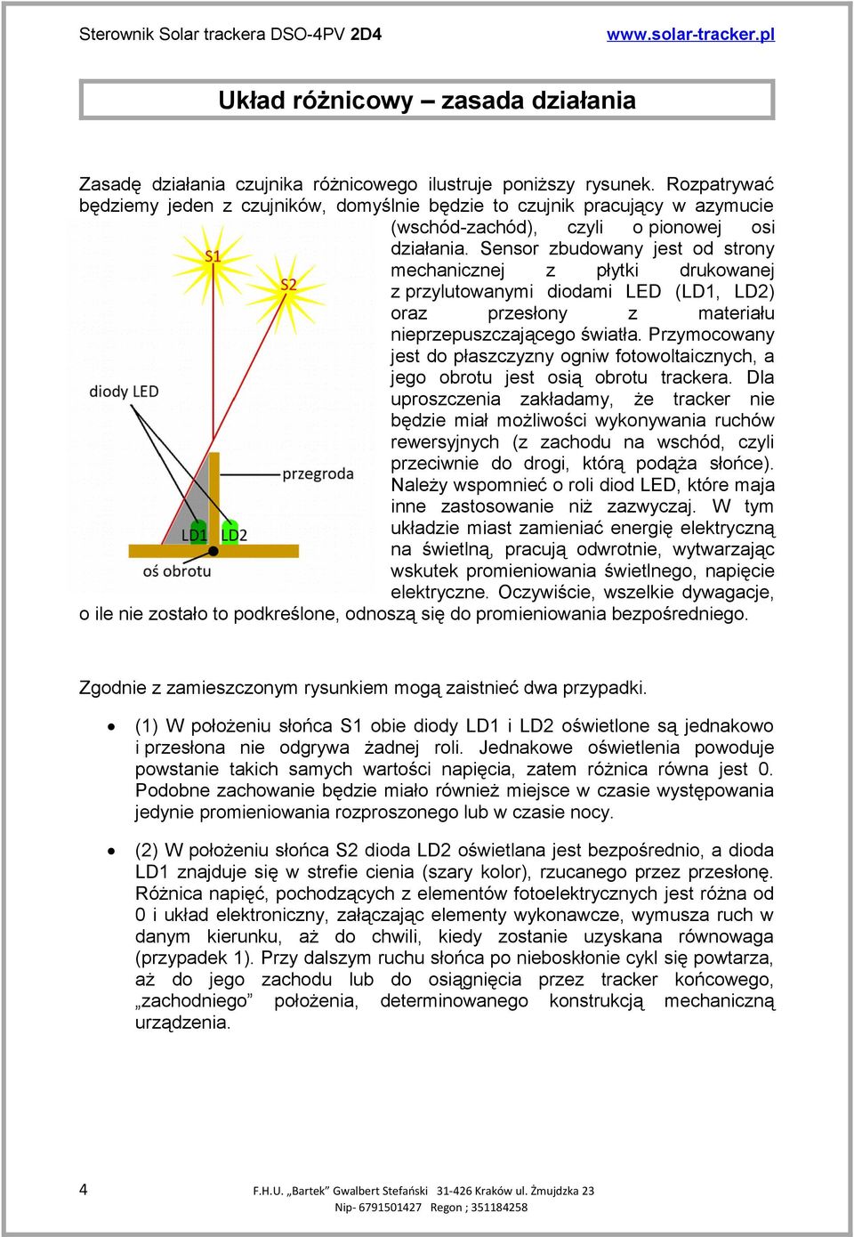 Sensor zbudowany jest od strony mechanicznej z płytki drukowanej z przylutowanymi diodami LED (LD1, LD2) oraz przesłony z materiału nieprzepuszczającego światła.