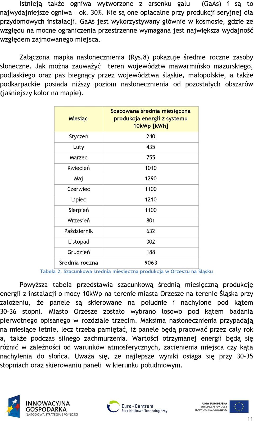 8) pokazuje średnie roczne zasoby słoneczne.