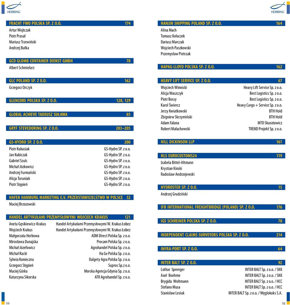 z o.o. Michał Józkowicz GS-Hydro SP. z o.o. Andrzej Furmański GS-Hydro SP. z o.o. Alicja Toruniak GS-Hydro SP. z o.o. Piotr Stępień GS-Hydro SP. z o.o. HAFEN HAMBURG MARKETING E.V.