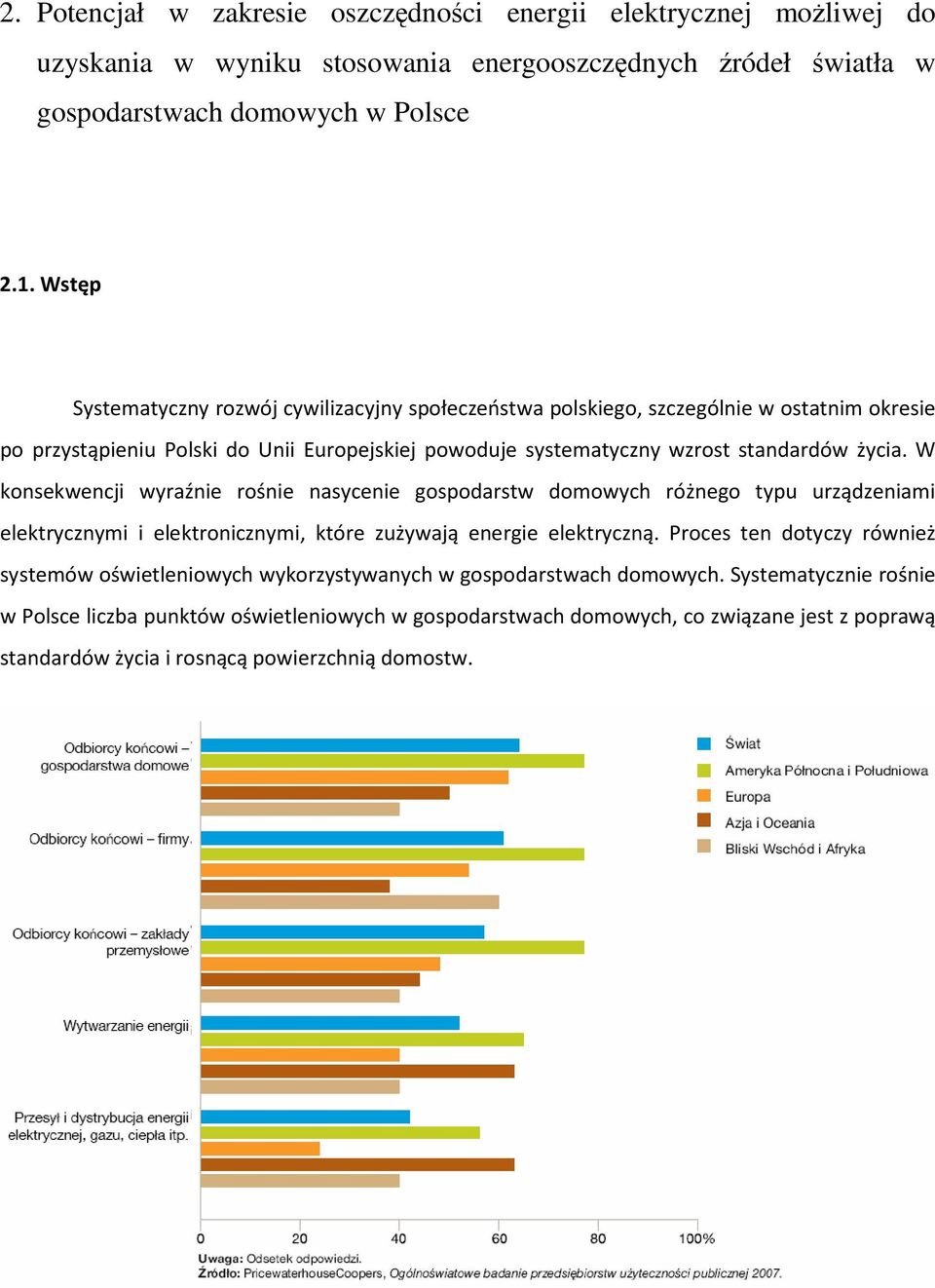 W konsekwencji wyraźnie rośnie nasycenie gospodarstw domowych różnego typu urządzeniami elektrycznymi i elektronicznymi, które zużywają energie elektryczną.