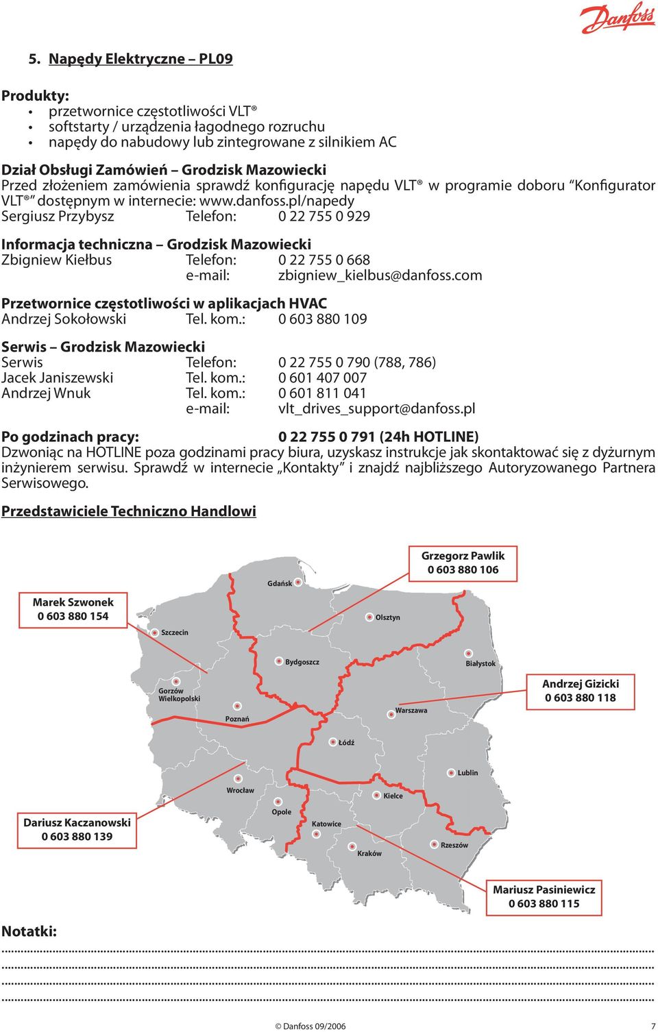 pl/napedy Sergiusz Przybysz Telefon: 0 22 755 0 929 Informacja techniczna Grodzisk Mazowiecki Zbigniew Kiełbus Telefon: 0 22 755 0 668 e-mail: zbigniew_kielbus@danfoss.