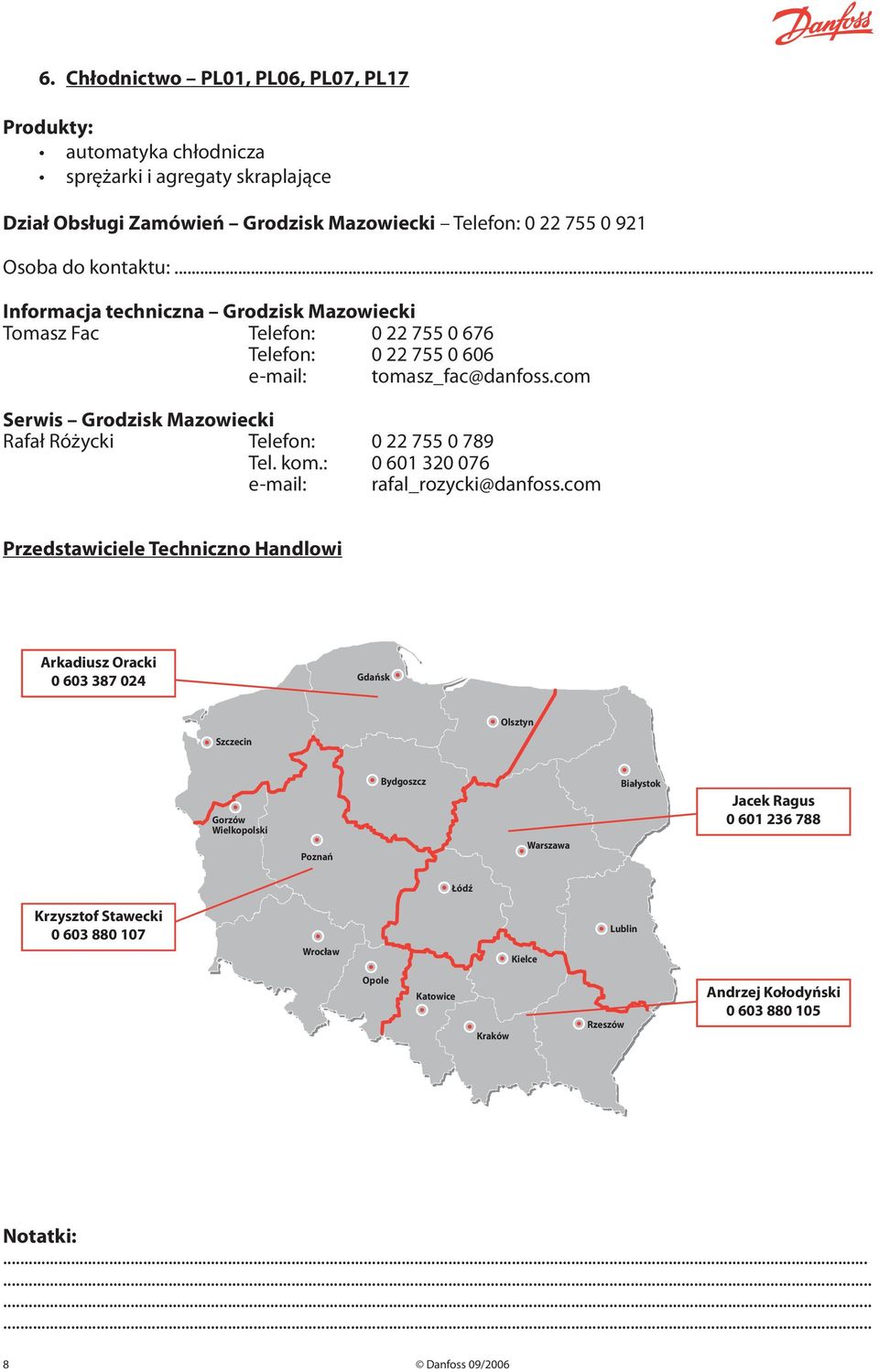 com Serwis Grodzisk Mazowiecki Rafał Różycki Telefon: 0 22 755 0 789 Tel. kom.: 0 601 320 076 e-mail: rafal_rozycki@danfoss.