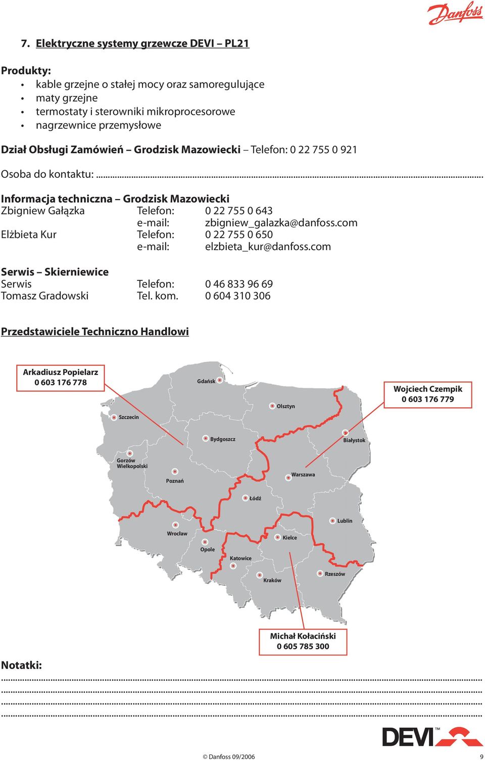 .. Informacja techniczna Grodzisk Mazowiecki Zbigniew Gałązka Telefon: 0 22 755 0 643 e-mail: zbigniew_galazka@danfoss.