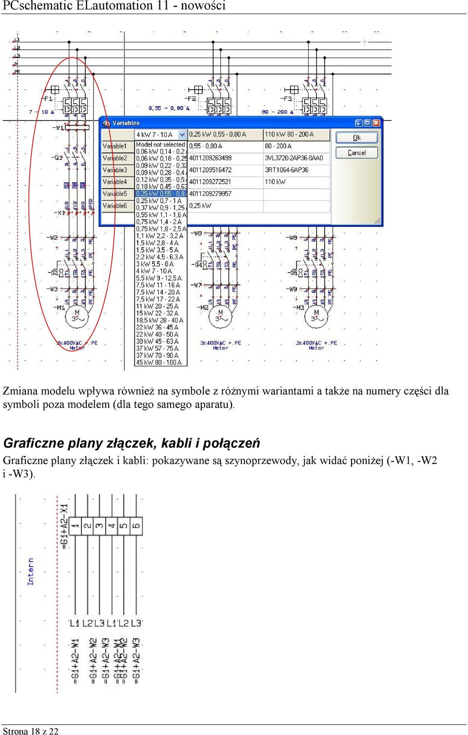 Graficzne plany złączek, kabli i połączeń Graficzne plany złączek i