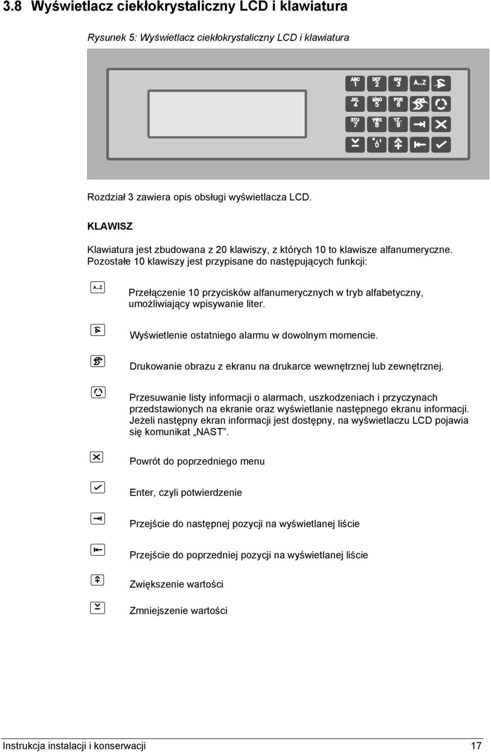 Pozostałe 10 klawiszy jest przypisane do następujących funkcji: Przełączenie 10 przycisków alfanumerycznych w tryb alfabetyczny, umożliwiający wpisywanie liter.