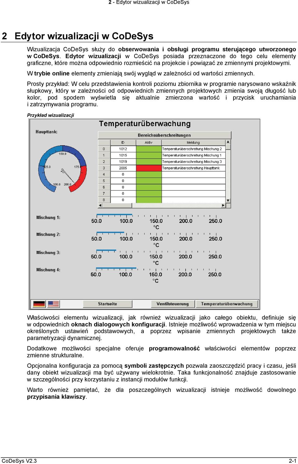 W trybie online elementy zmieniają swój wygląd w zależności od wartości zmiennych.