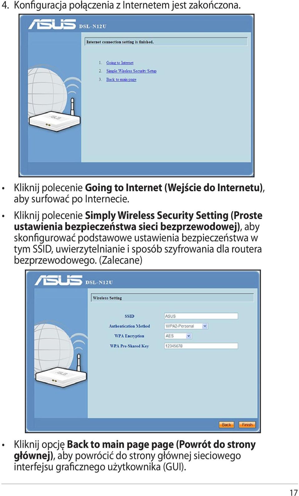 Kliknij polecenie Simply Wireless Security Setting (Proste ustawienia bezpieczeństwa sieci bezprzewodowej), aby skonfigurować podstawowe