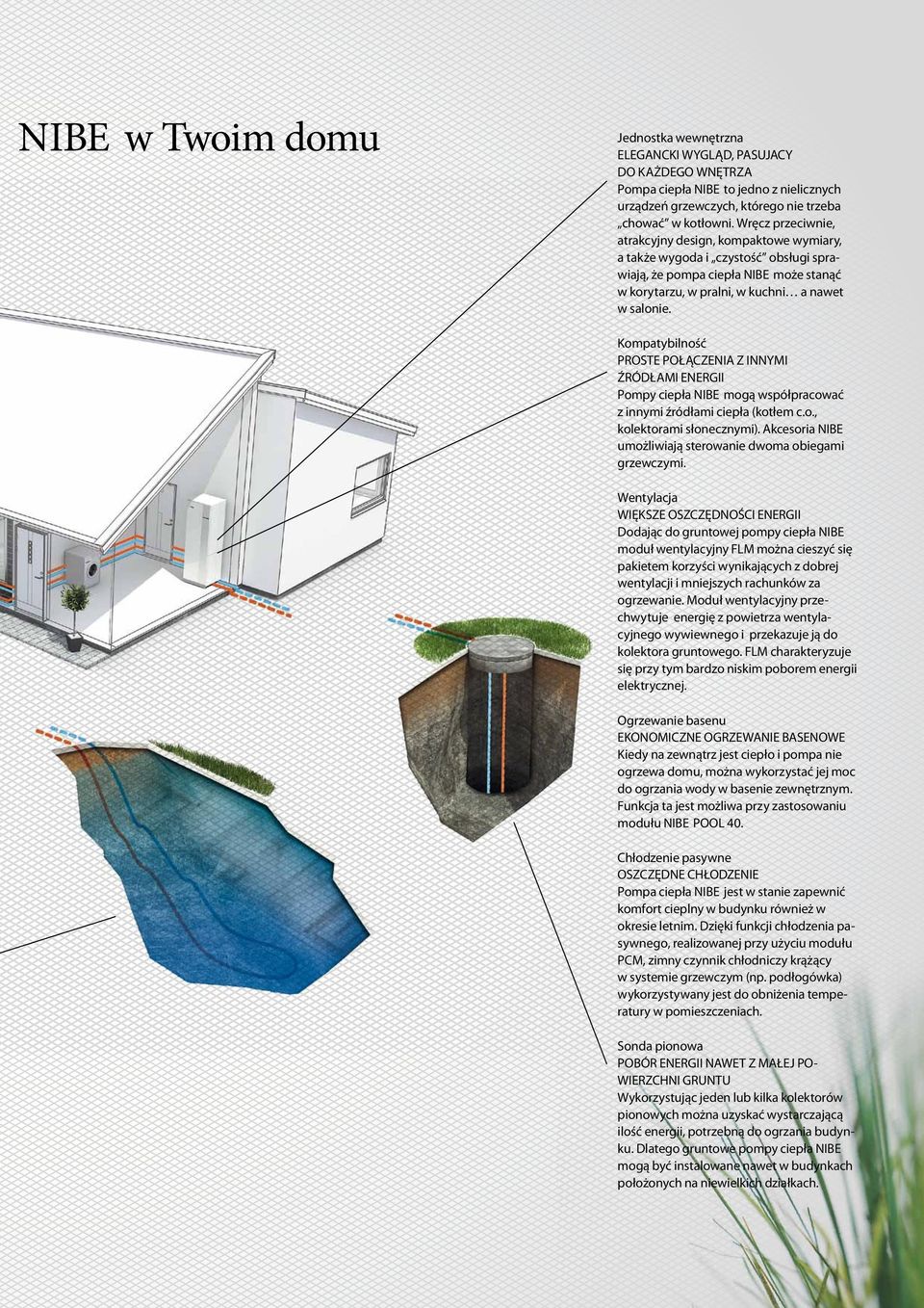 Kompatybilność PROSTE POŁĄCZENIA Z INNYMI ŹRÓDŁAMI ENERGII Pompy ciepła NIBE mogą współpracować z innymi źródłami ciepła (kotłem c.o., kolektorami słonecznymi).