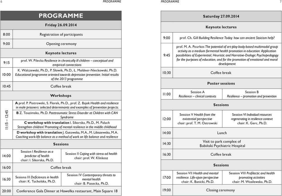 Initial results of the 2013 programme 10:45 Coffee break 11:15 12:45 14:00 Workshops A prof. P. Piotrowski, S. Florek, Ph.D., prof. Z.