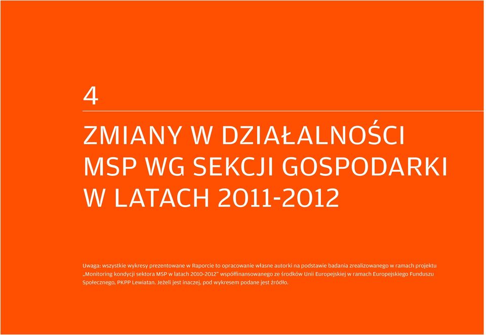 projektu Monitoring kondycji sektora MSP w latach 2010-2012 współfinansowanego ze środków Unii