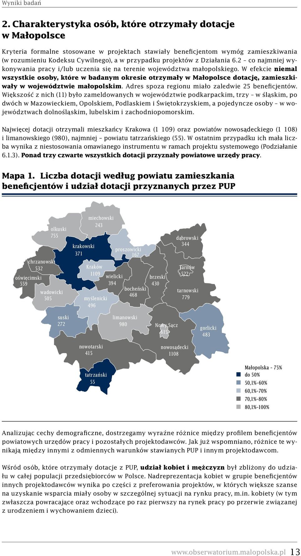 projektów z Działania 6.2 co najmniej wykonywania pracy i/lub uczenia się na terenie województwa małopolskiego.