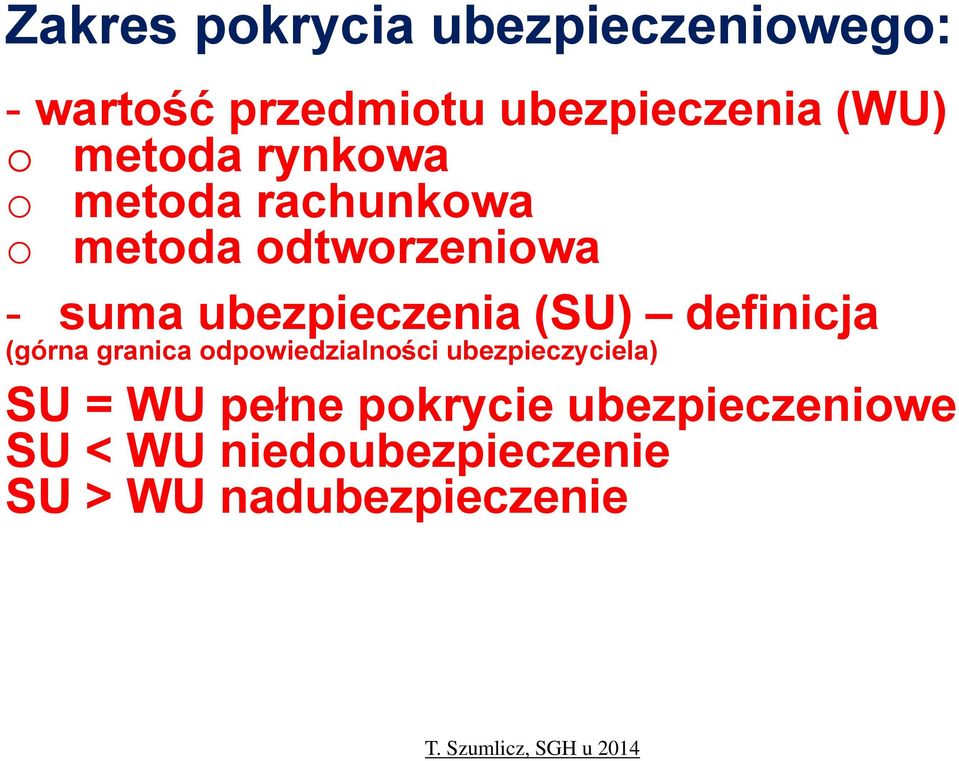 ubezpieczenia (SU) definicja (górna granica odpowiedzialności