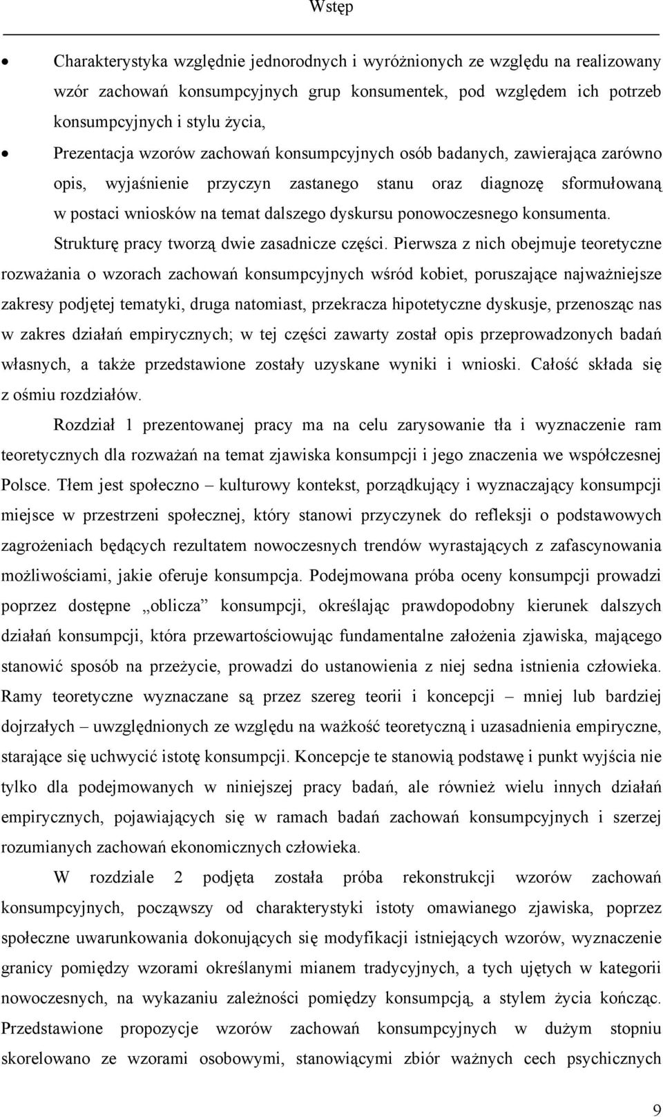 konsumenta. Strukturę pracy tworzą dwie zasadnicze części.