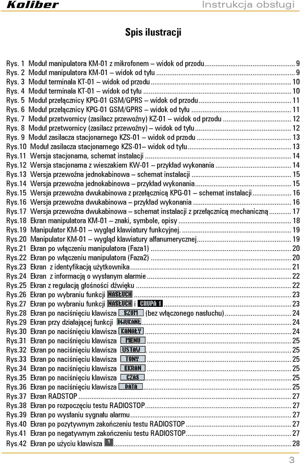 .. 12 Rys. 8 Moduł przetwornicy (zasilacz przewoźny) widok od tyłu... 12 Rys. 9 Moduł zasilacza stacjonarnego KZS-01 widok od przodu... 13 Rys.10 Moduł zasilacza stacjonarnego KZS-01 widok od tyłu.