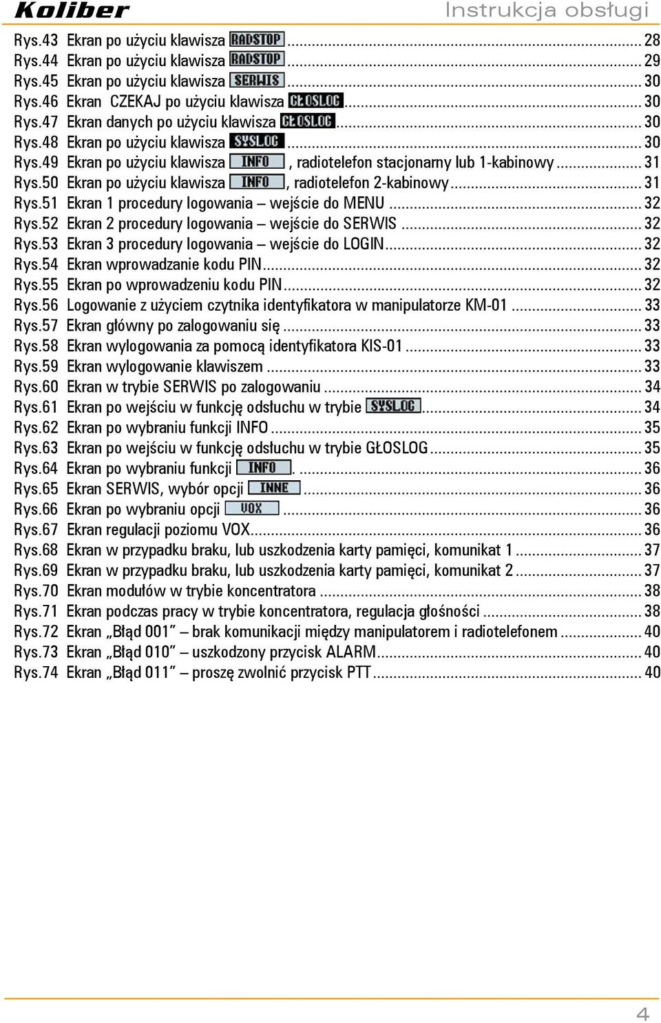 .. 32 Rys.52 Ekran 2 procedury logowania wejście do SERWIS... 32 Rys.53 Ekran 3 procedury logowania wejście do LOGIN... 32 Rys.54 Ekran wprowadzanie kodu PIN...32 Rys.55 Ekran po wprowadzeniu kodu PIN.