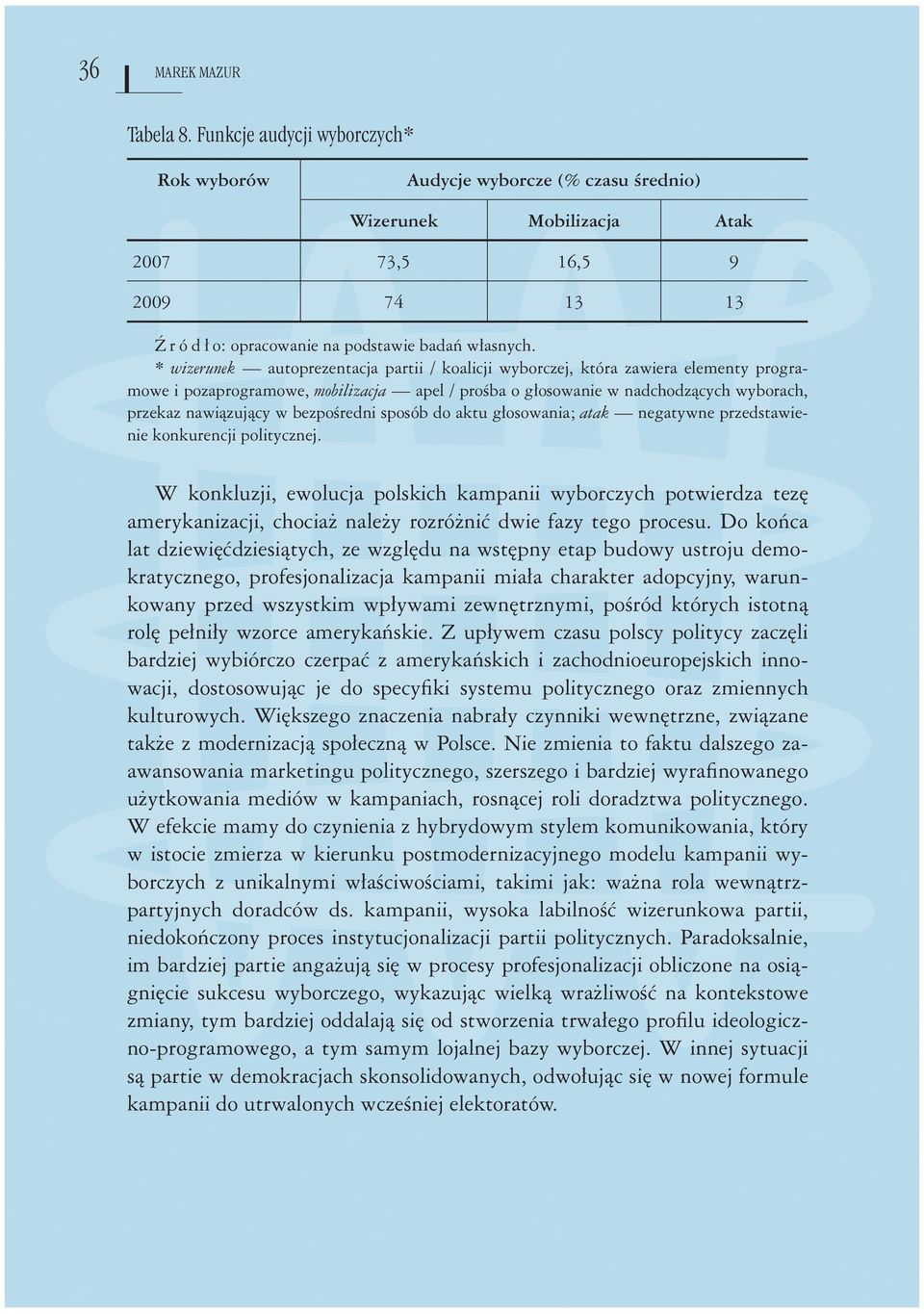 bezpośredni sposób do aktu głosowania; atak negatywne przedstawienie konkurencji politycznej.