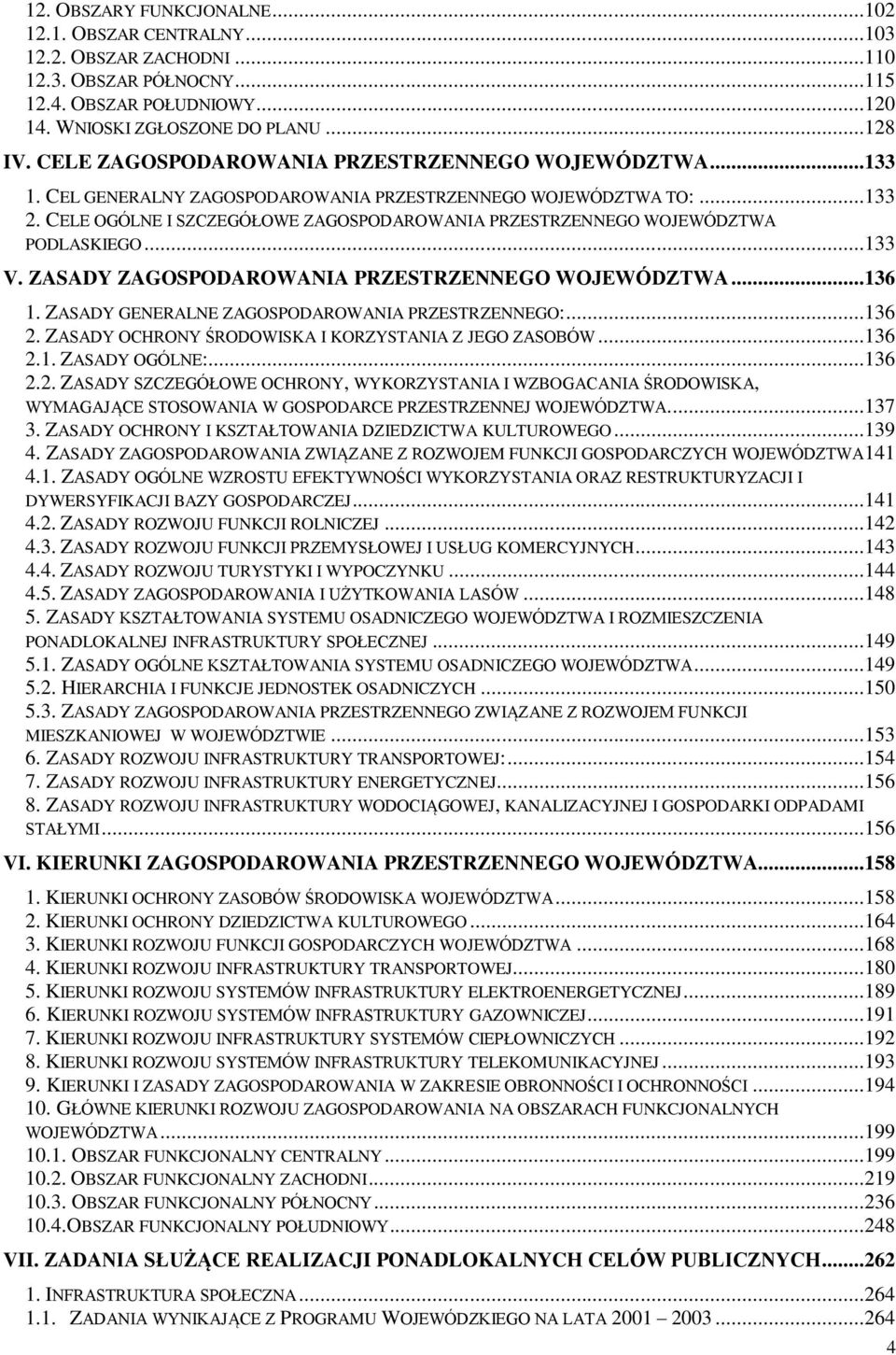 CELE OGÓLNE I SZCZEGÓŁOWE ZAGOSPODAROWANIA PRZESTRZENNEGO WOJEWÓDZTWA PODLASKIEGO...133 V. ZASADY ZAGOSPODAROWANIA PRZESTRZENNEGO WOJEWÓDZTWA...136 1.